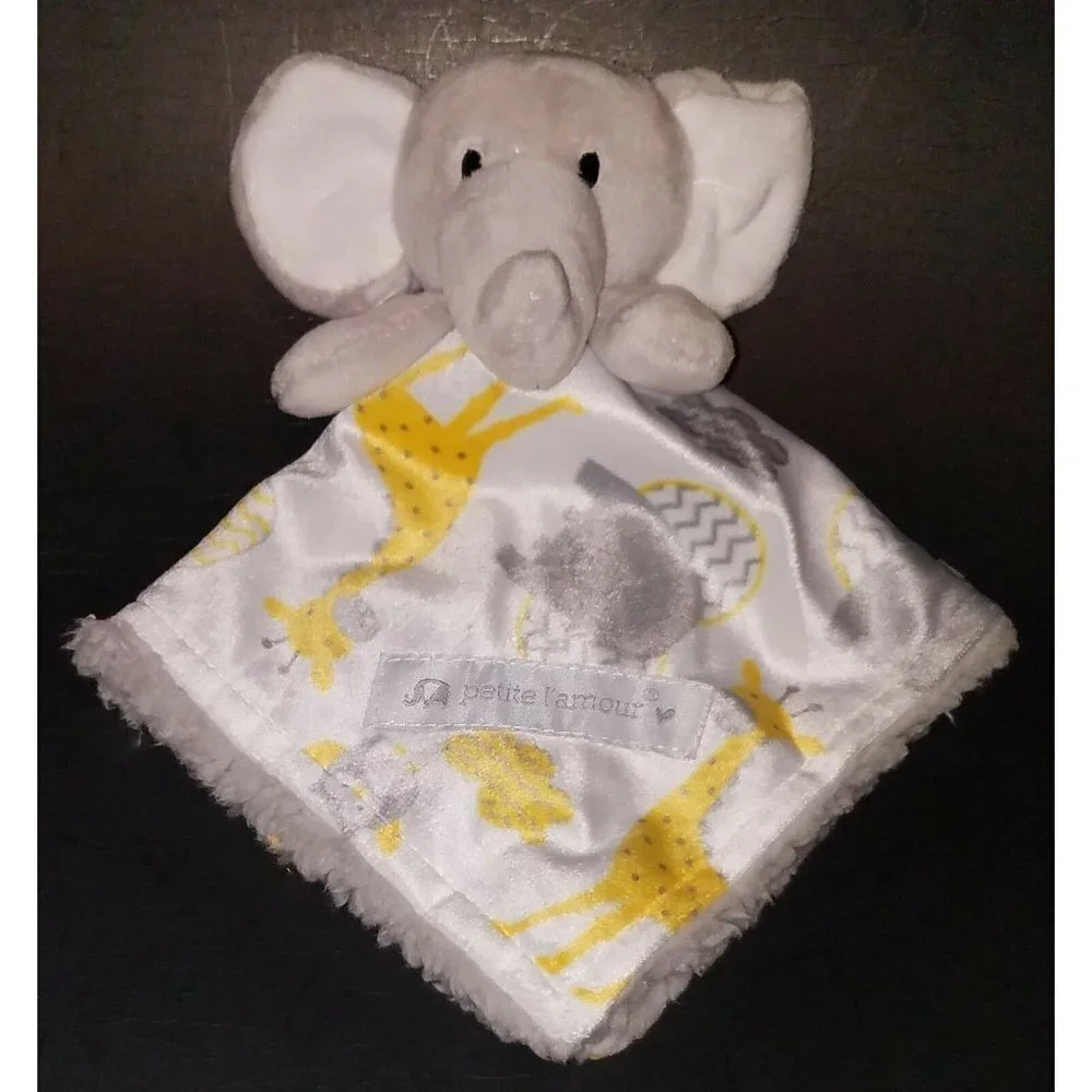 Petite L'amour Gray Elephant Lovey Security Yellow